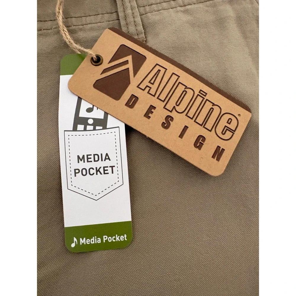 NWT Bundle - Alpine Design Men Shorts Size 40 Green Tan Cargo Chino Media Pocket